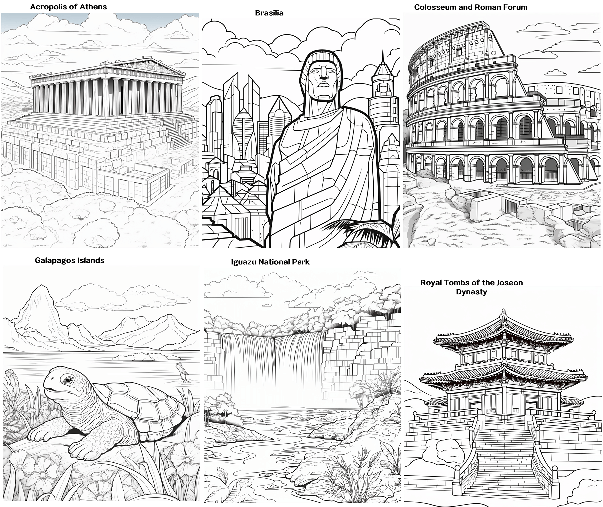50 UNESCO WORLD HERITAGES coloring book